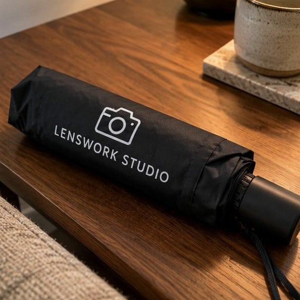 Customer photo of a custom compact umbrella